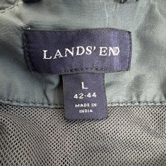 Lands' End Jacket Men's Blue Lightweight Windbreaker Full Zip Hooded Utility Lrg - Picture 7 of 12